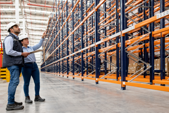 Workers installing racking system