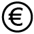 Black cost effective resources icon - Euro